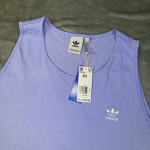 Adidas Mens 2XL Originals Essentials Embroidered Trefoil Tank Top Periwinkle XXL